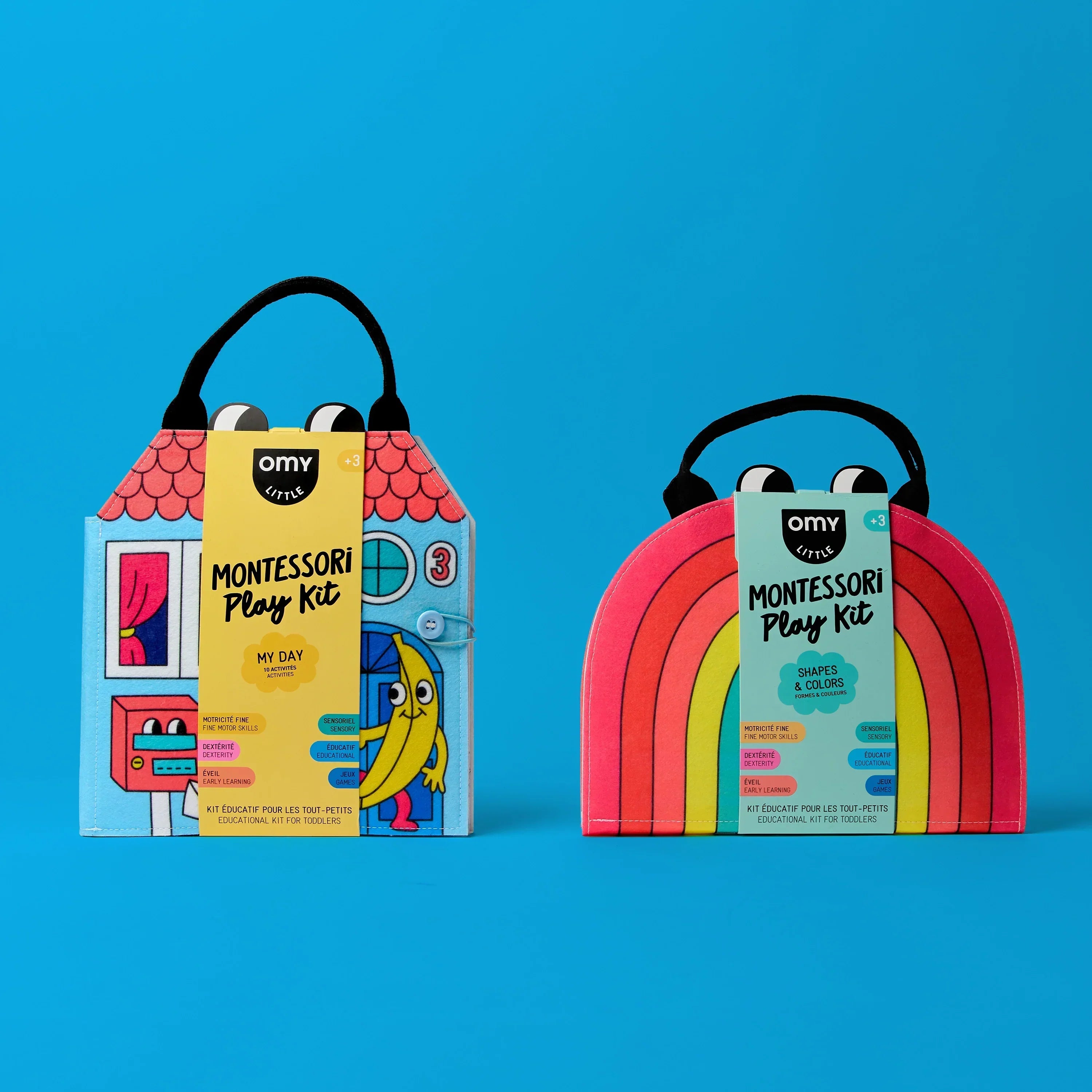 Duo Montessori Playkit OMY – valisettes My Day maison et Shapes and Colors arc-en-ciel pour enfants dès 3 ans