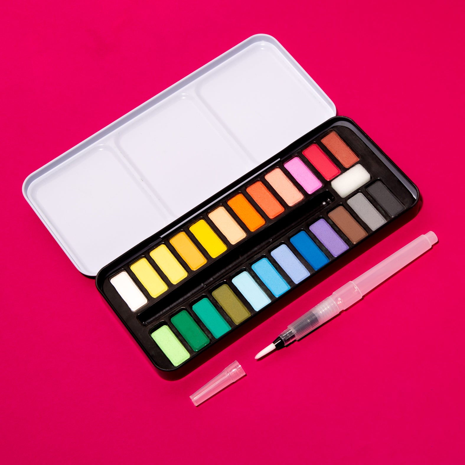 Kit Aquarelle OMY avec pinceau à réservoir d'eau et palette de 24 couleurs éclatantes, prêt pour toutes les créations artistiques