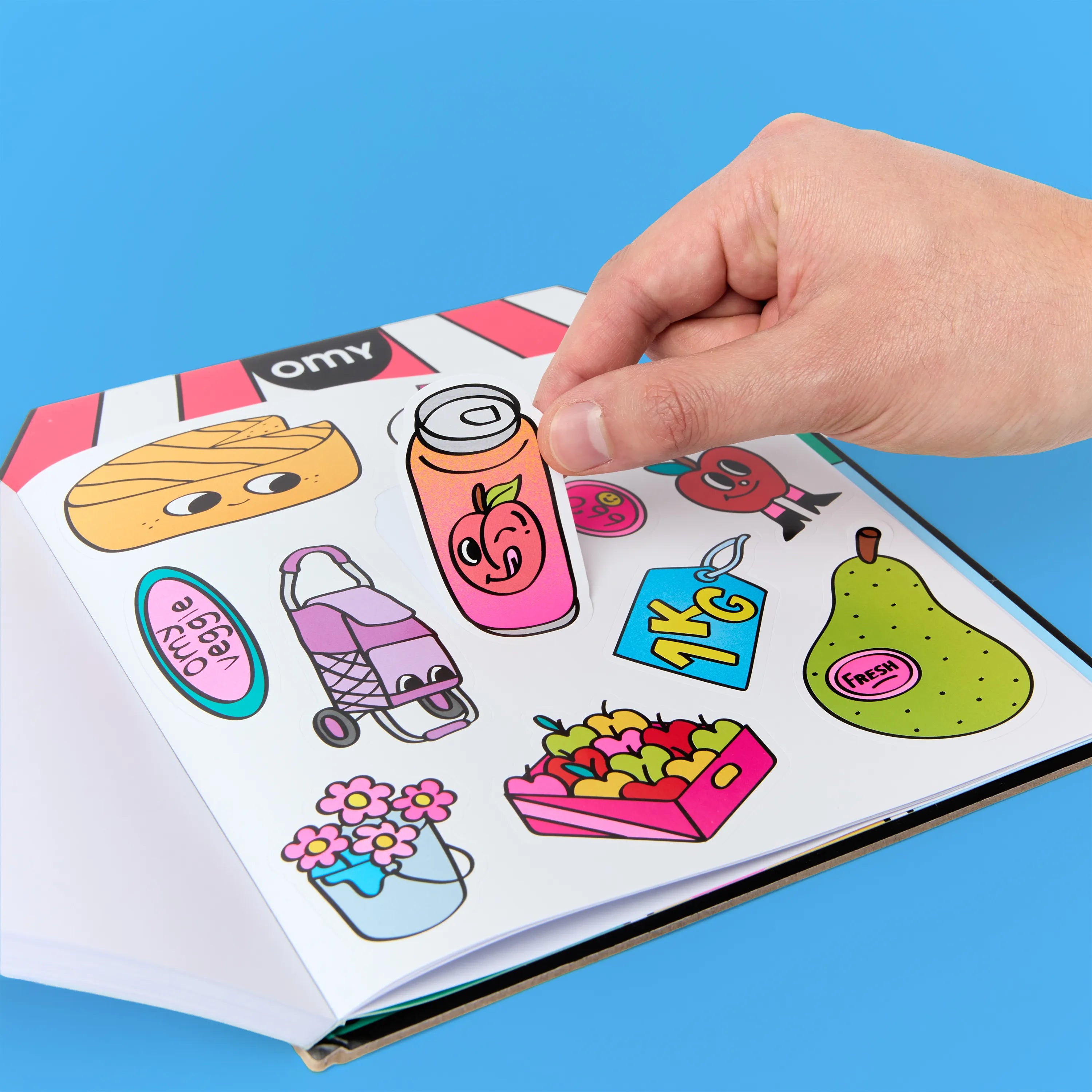 Planche de stickers illustrés incluse avec la boutique « Farmer’s Market » OMY.