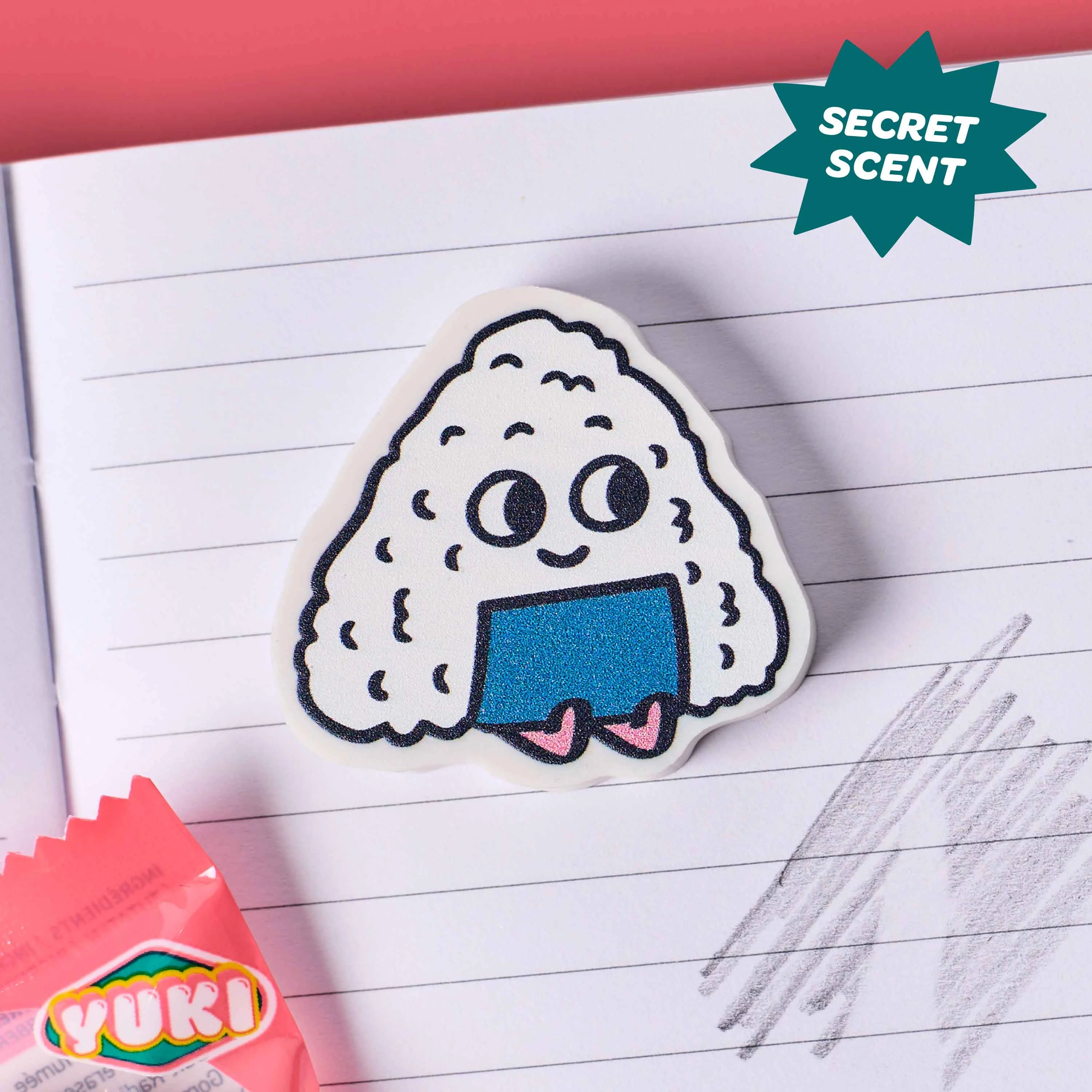 gomme parfumee enfant onigiri Yuki OMY sur carnet parfum surprise