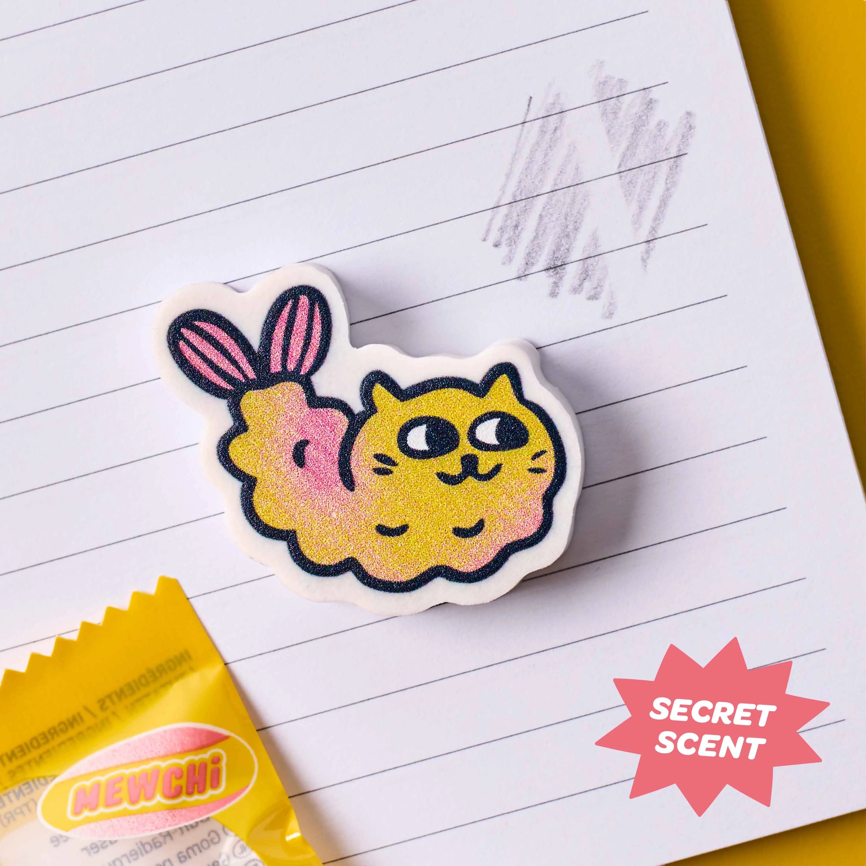 gomme parfumee enfant chat Mewchi OMY sur carnet parfum surprise