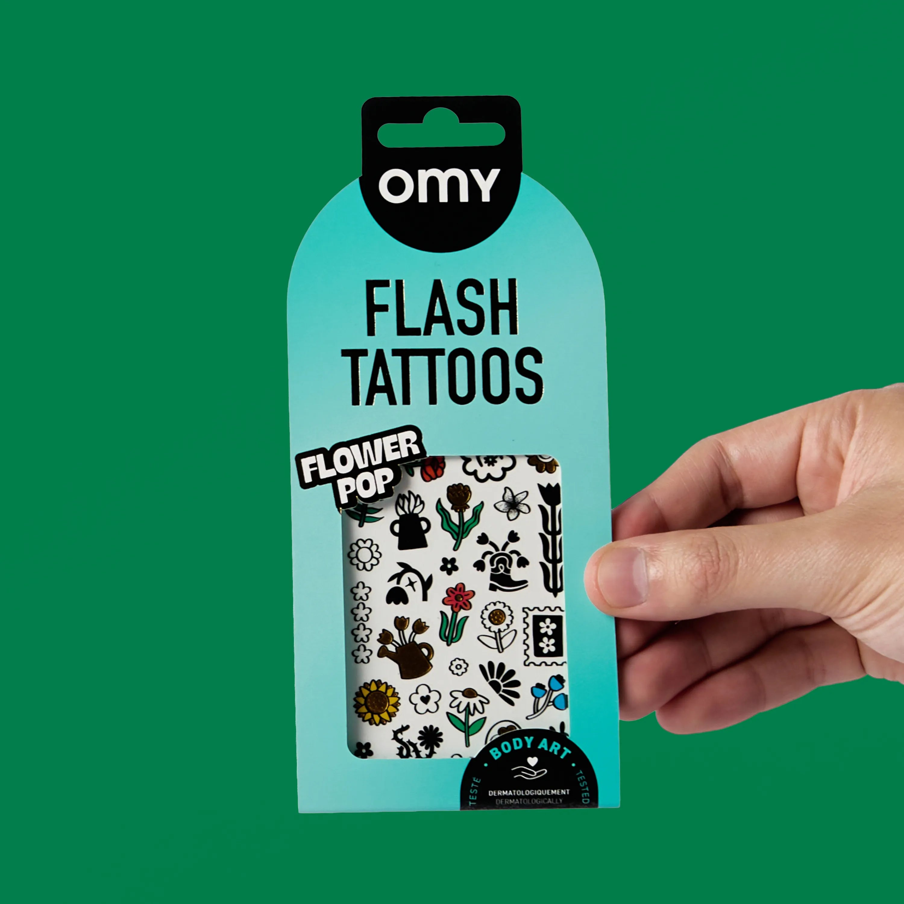 Packshot avant flash tattoos flower pop