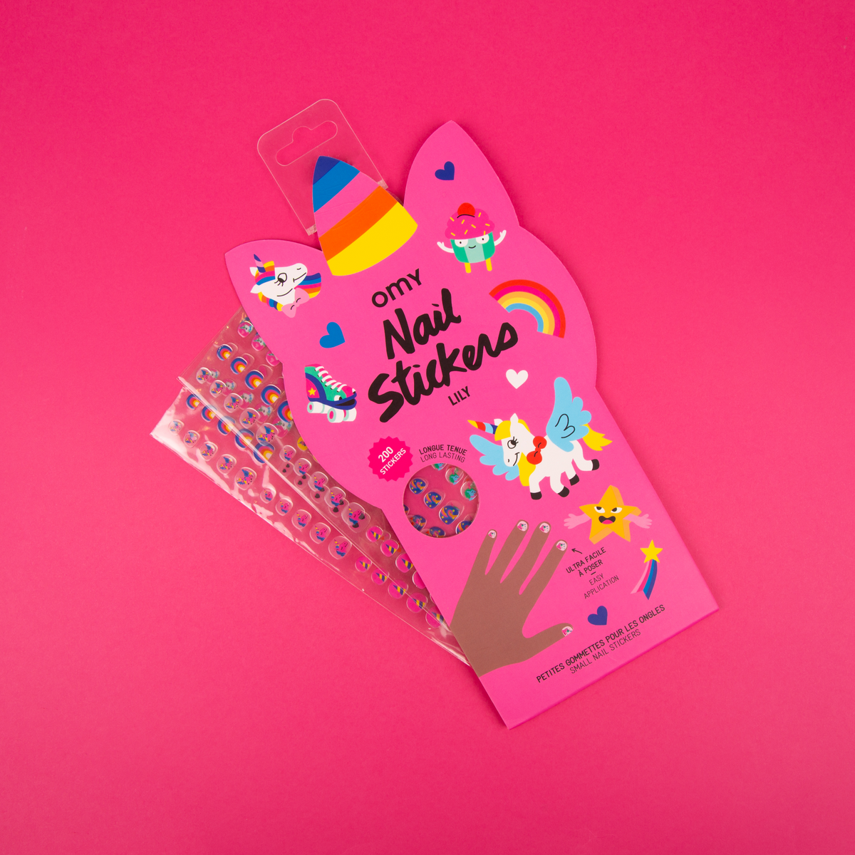 Lily unicorn-themed nail stickers for kids - fun OMY France stickers