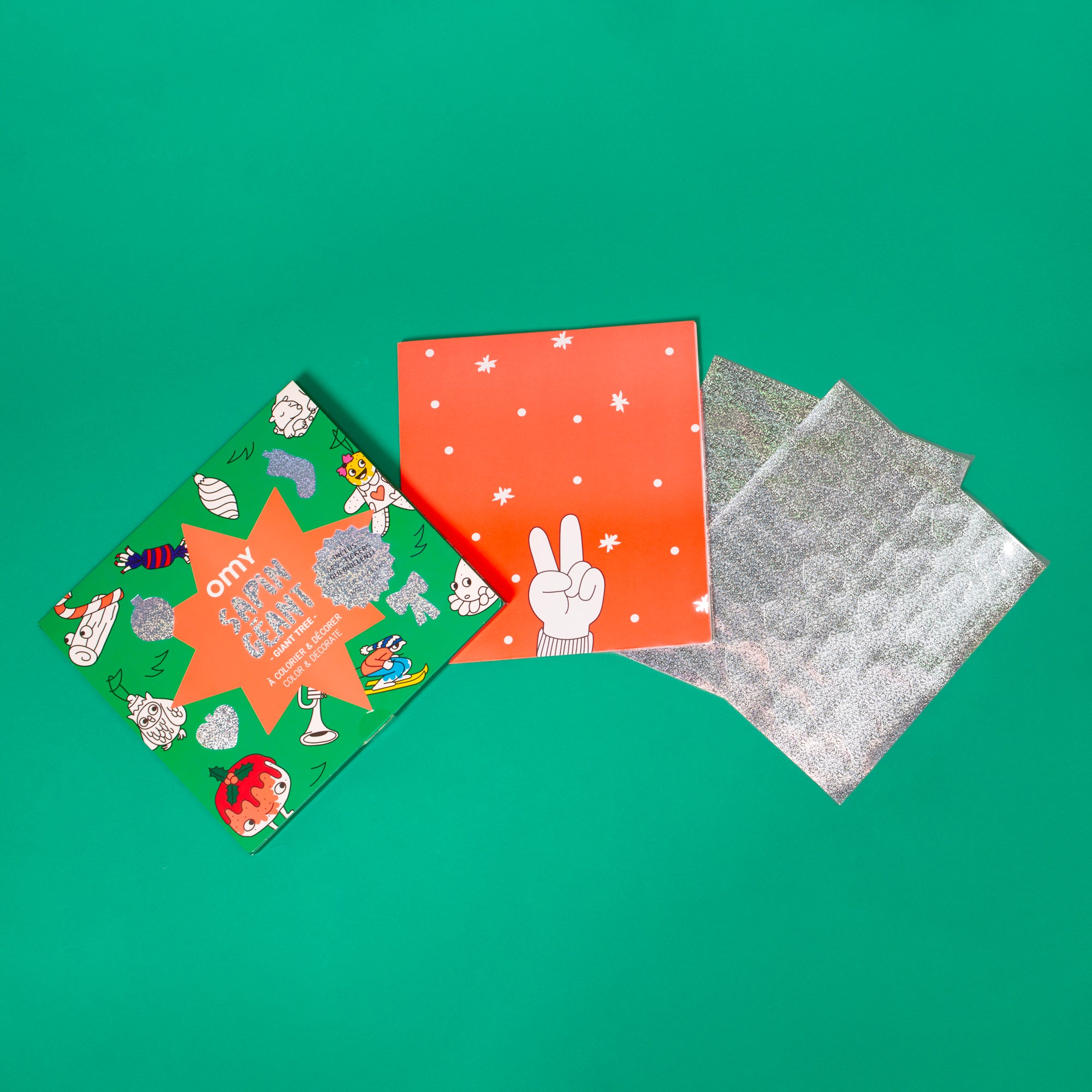 lanche de stickers brillants pour décorer le poster géant de Noël OMY