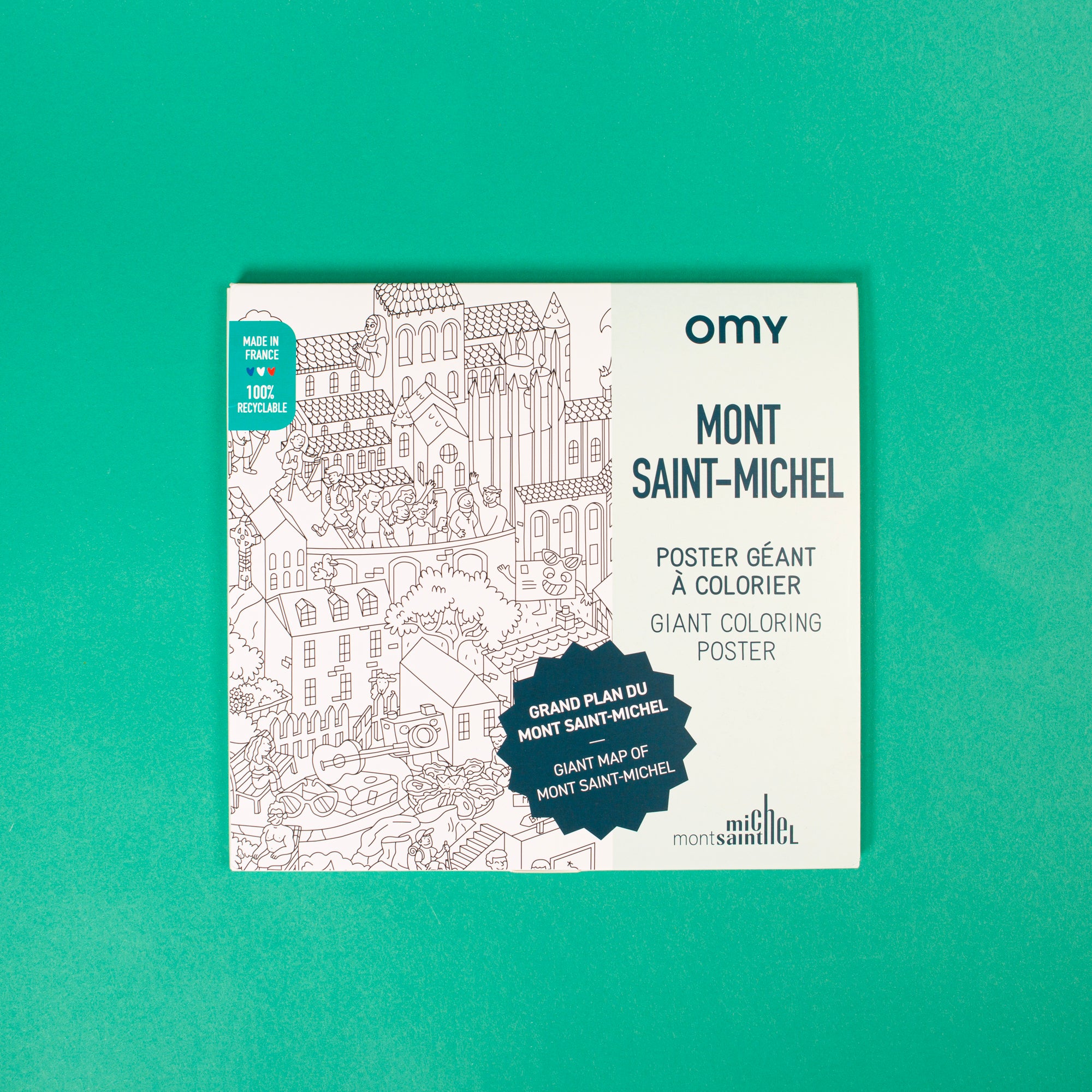 Poster Mont Saint-Michel complet avec pochette et détails visibles à colorier