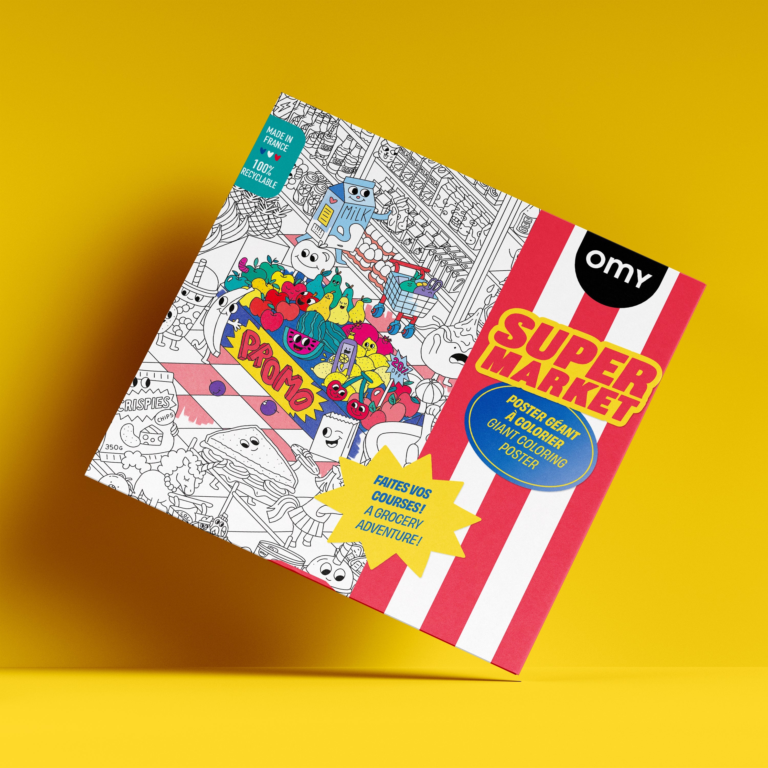 Riesenposter zum Ausmalen von OMY zum Thema Supermarkt, spielerische Aktivität für Kinder