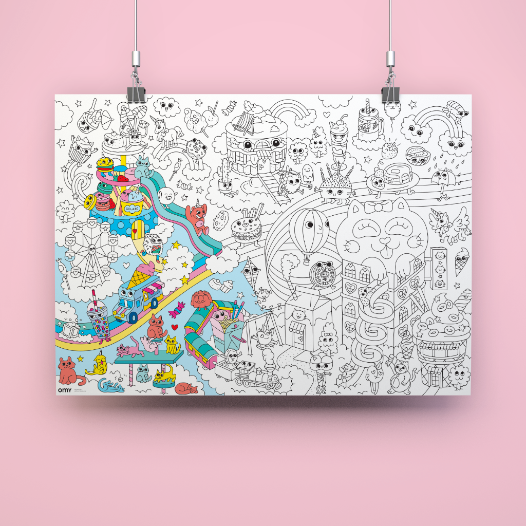 Poster géant Kawaii en noir et blanc à suspendre – Illustrations japonaises