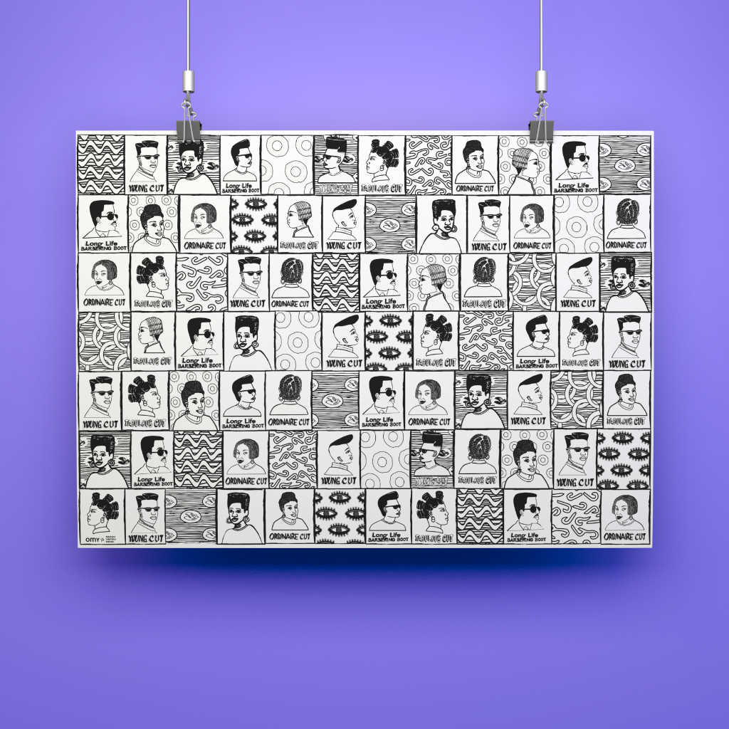 Poster Barber Maison Château Rouge – Motifs graphiques à encadrer ou à colorier  OMY