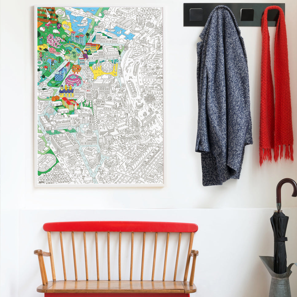 Póster OMY Bordeaux para colorear enmarcado – idea de decoración de pared para dormitorio o salón.