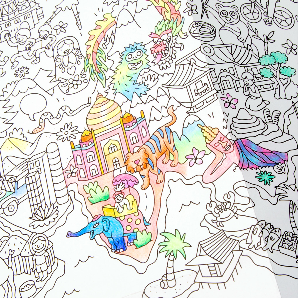 Colorier la planète bleue – activité enfant avec le poster géant Atlas OMY
