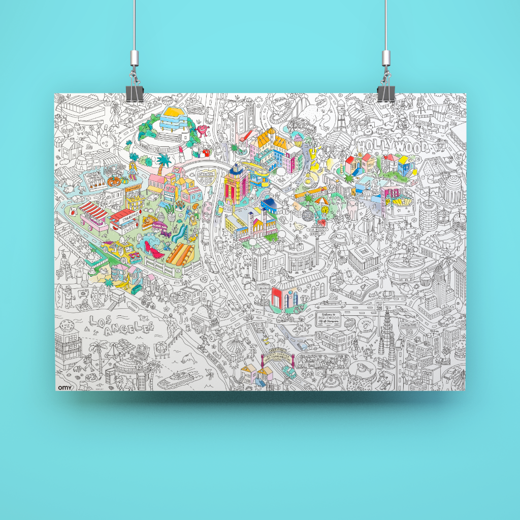 Poster à colorier Los Angeles OMY suspendu – illustration graphique de la ville