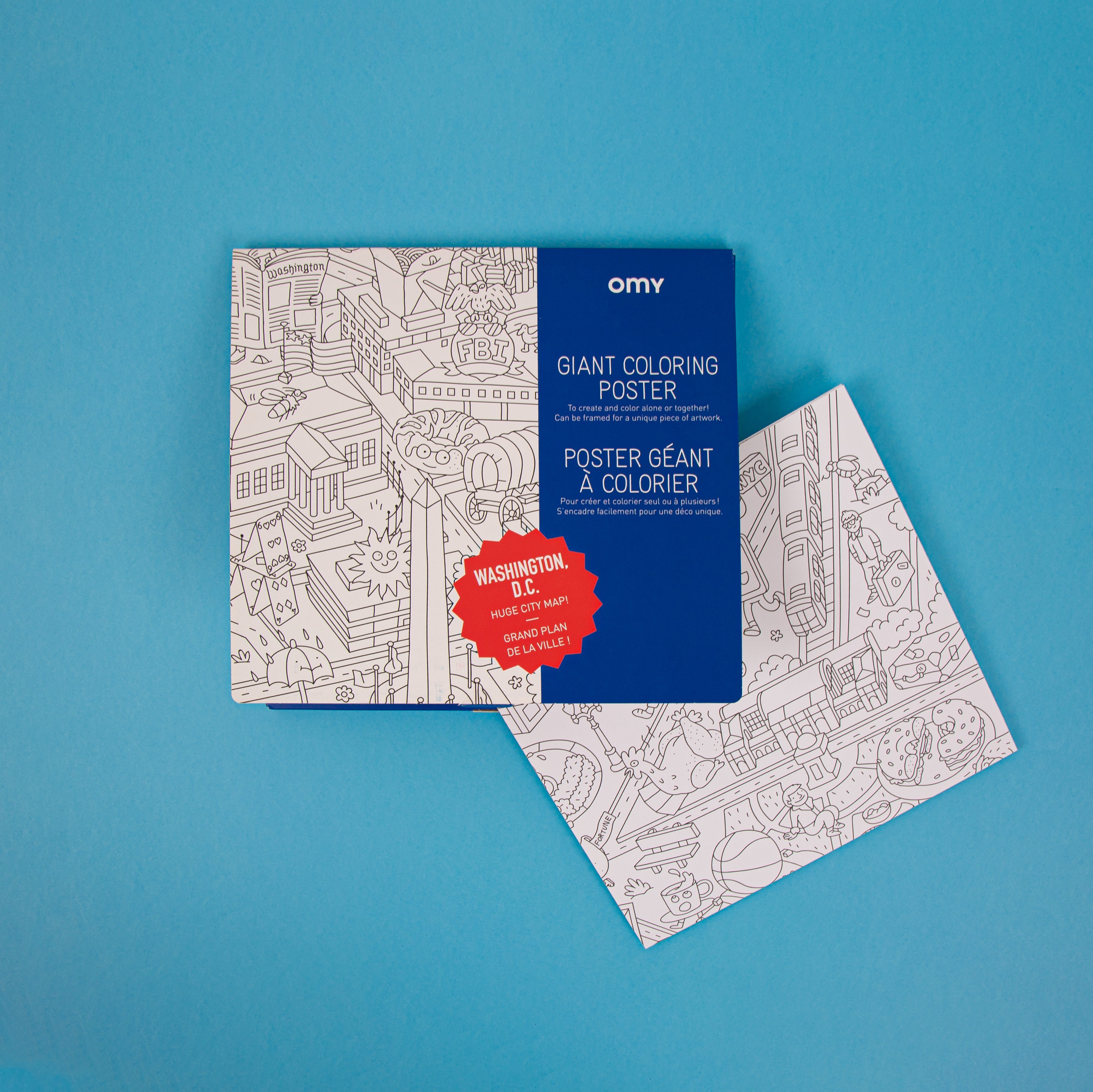 Pochette et affiche du poster géant Washington à colorier – produit créatif OMY