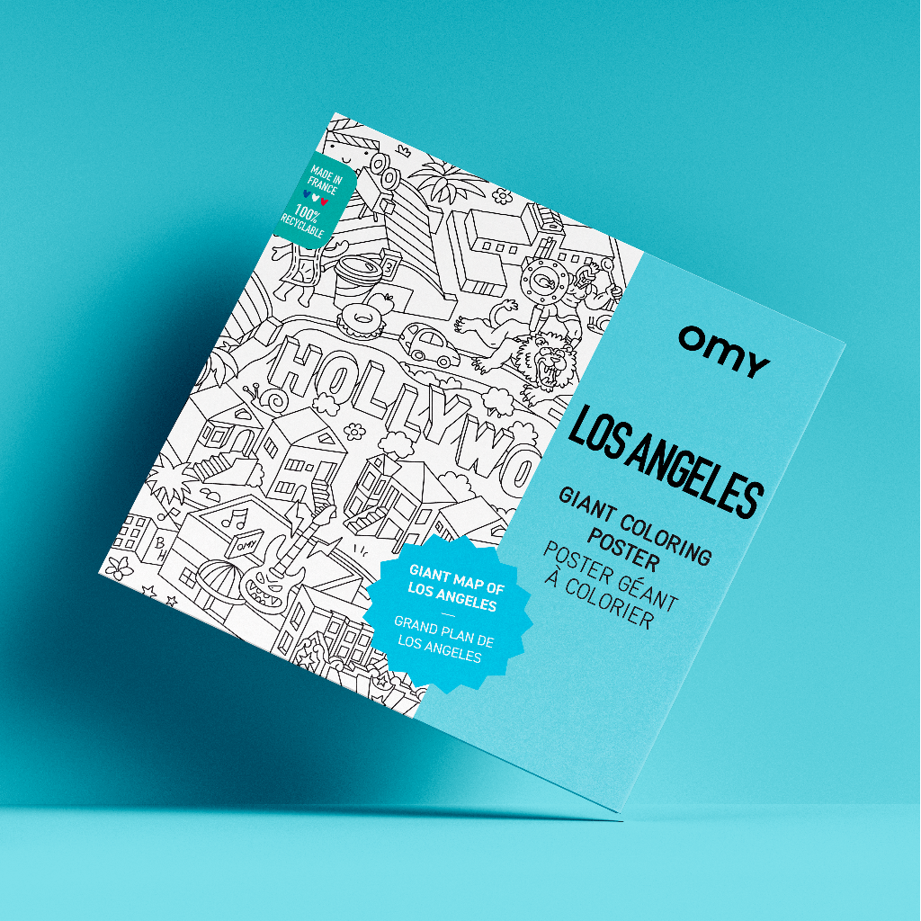 Pochette du poster géant à colorier Los Angeles par OMY – plan de la ville californienne