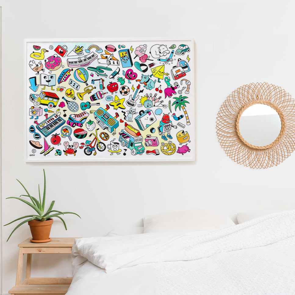 Poster Baby Pop Art colorié et accroché – Idéal comme déco murale artistique