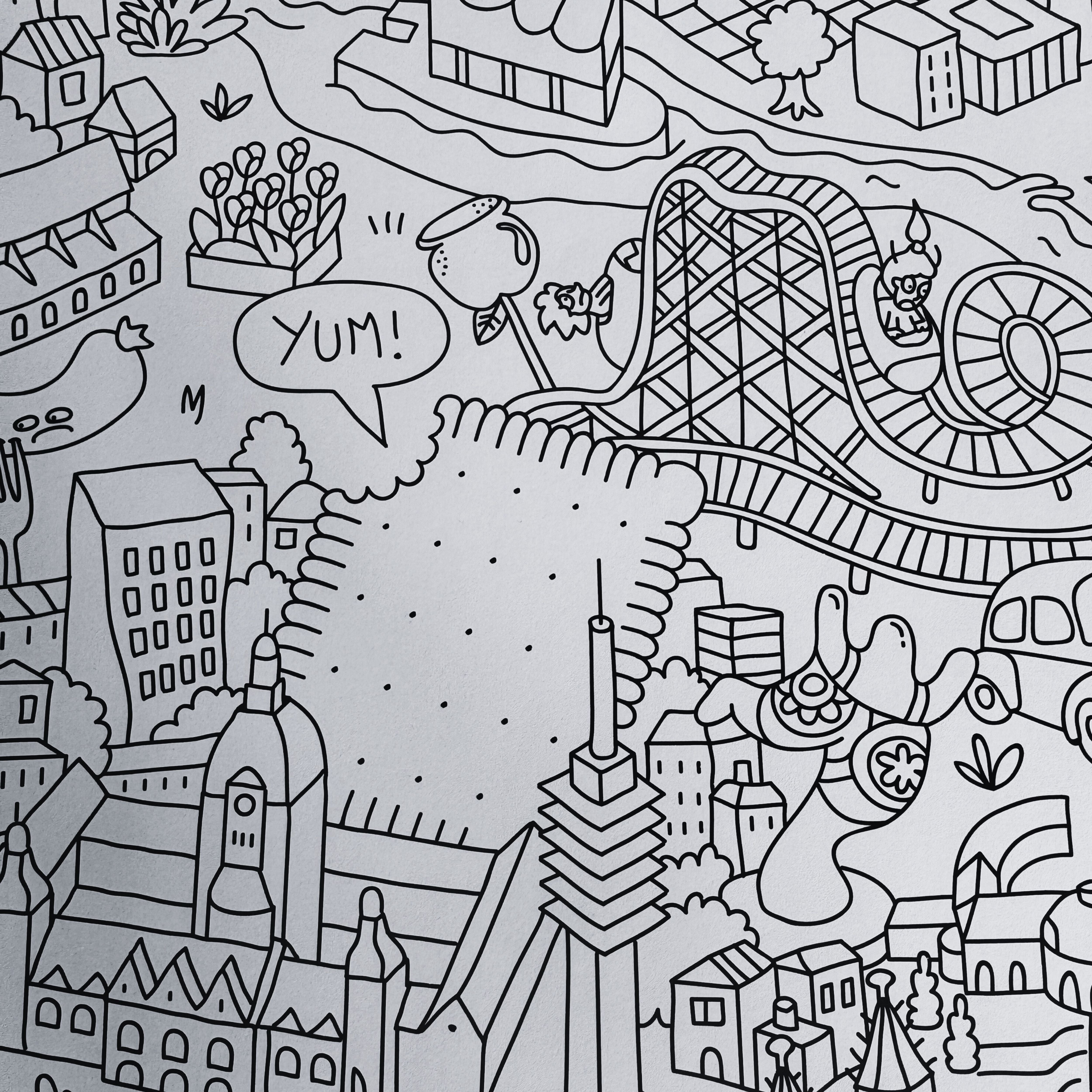 Personnages et scènes typiques d’Allemagne sur le poster géant OMY à colorier