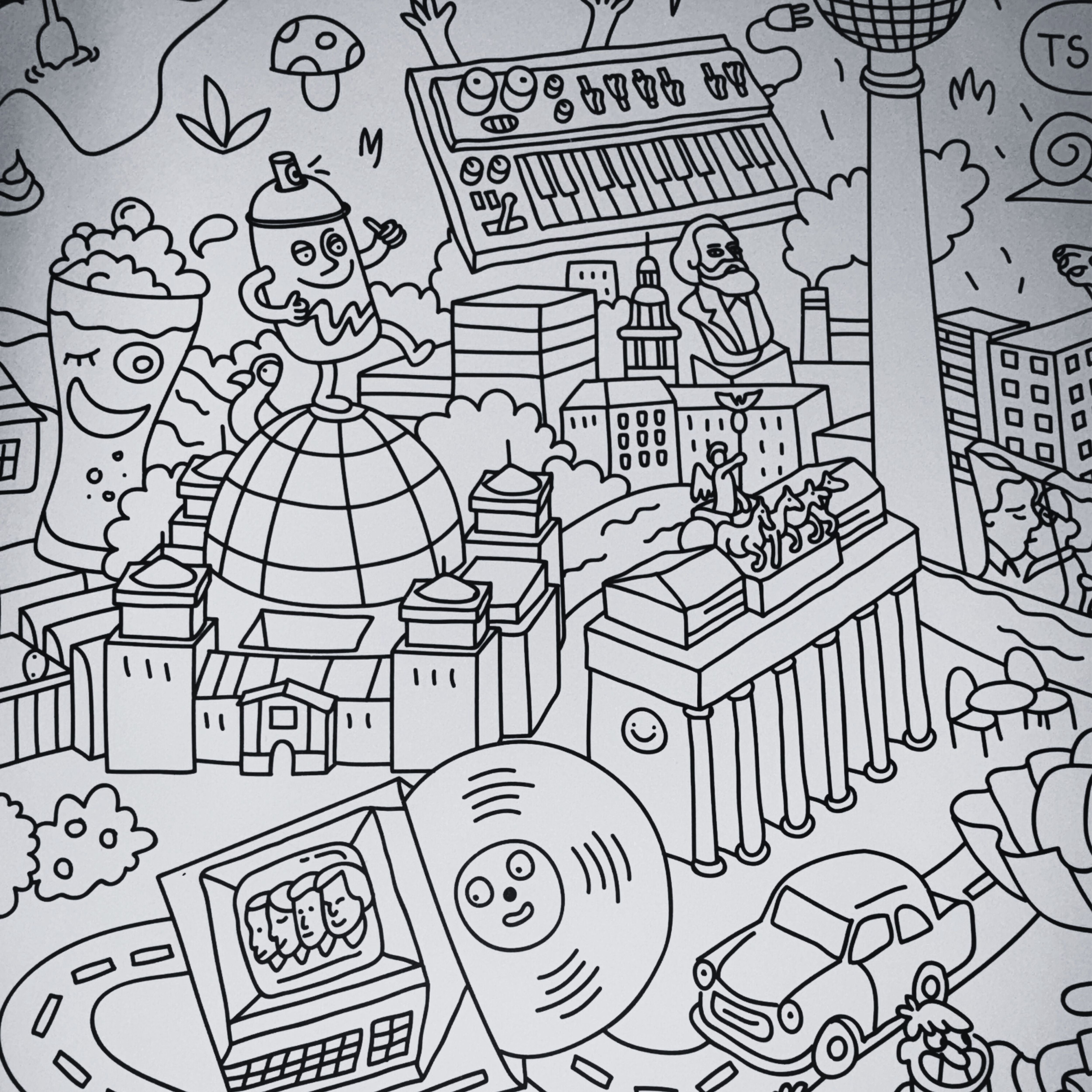 Aperçu des villes allemandes illustrées sur le poster géant à colorier