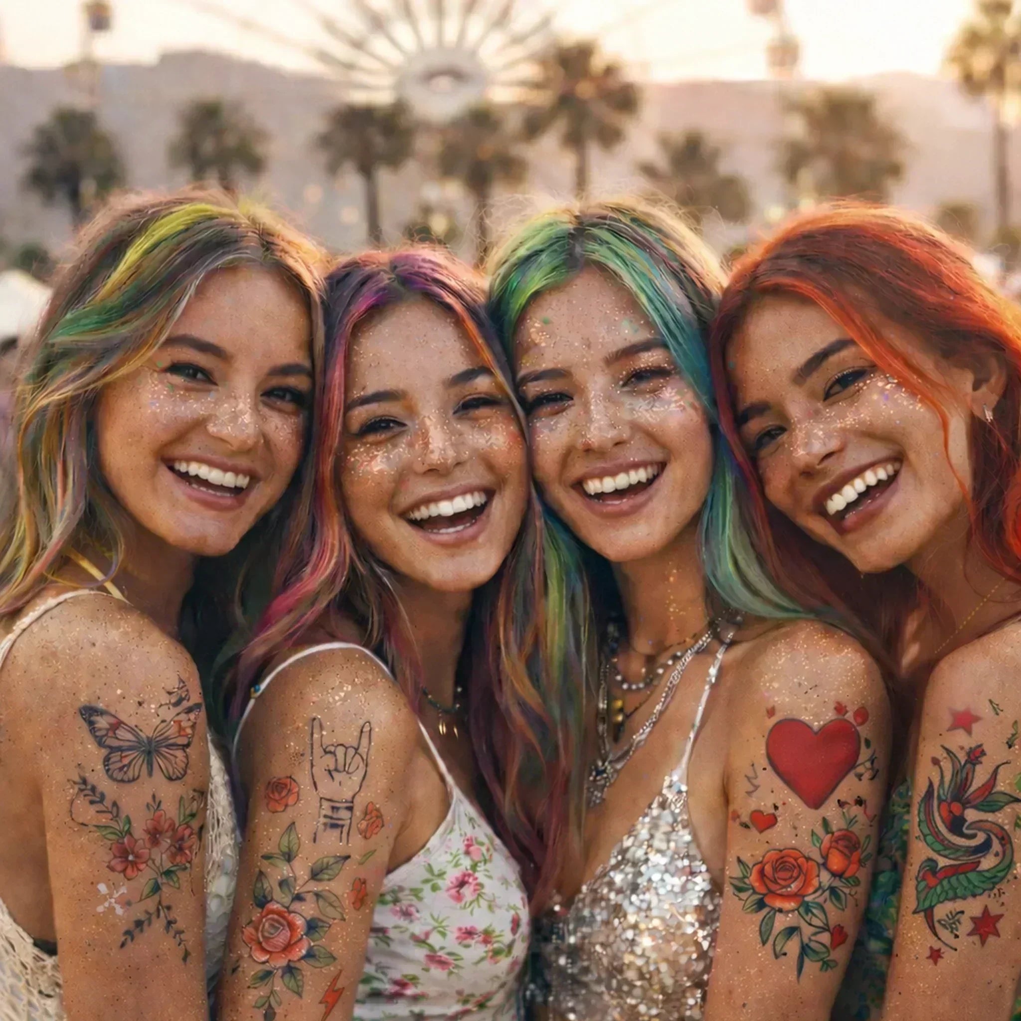 Look body art festival OMY – tatouages éphémères, freckles et Hair Chalk colorés