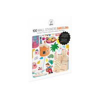 Beutel mit 100 OMY Wall Stickers Barcelona: wiederablösbare Wandsticker mit Sagrada Família, Paella und Gitarrist