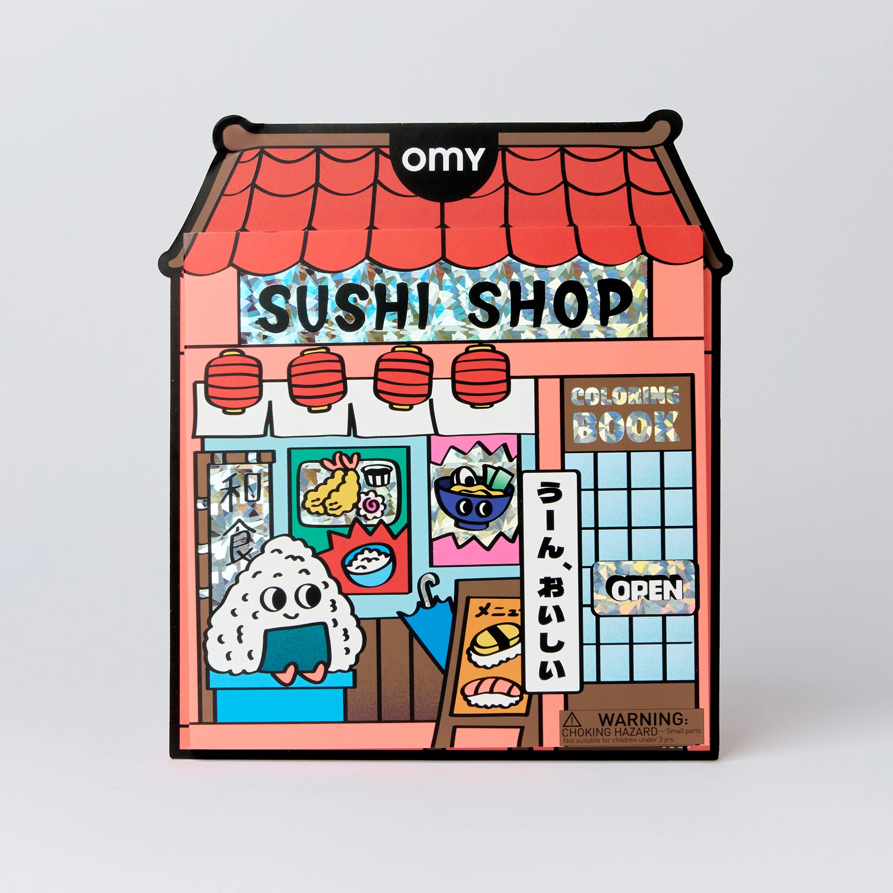 Boutique géante à colorier « Sushi Shop » OMY illustrée sur le thème d’un restaurant de sushis.