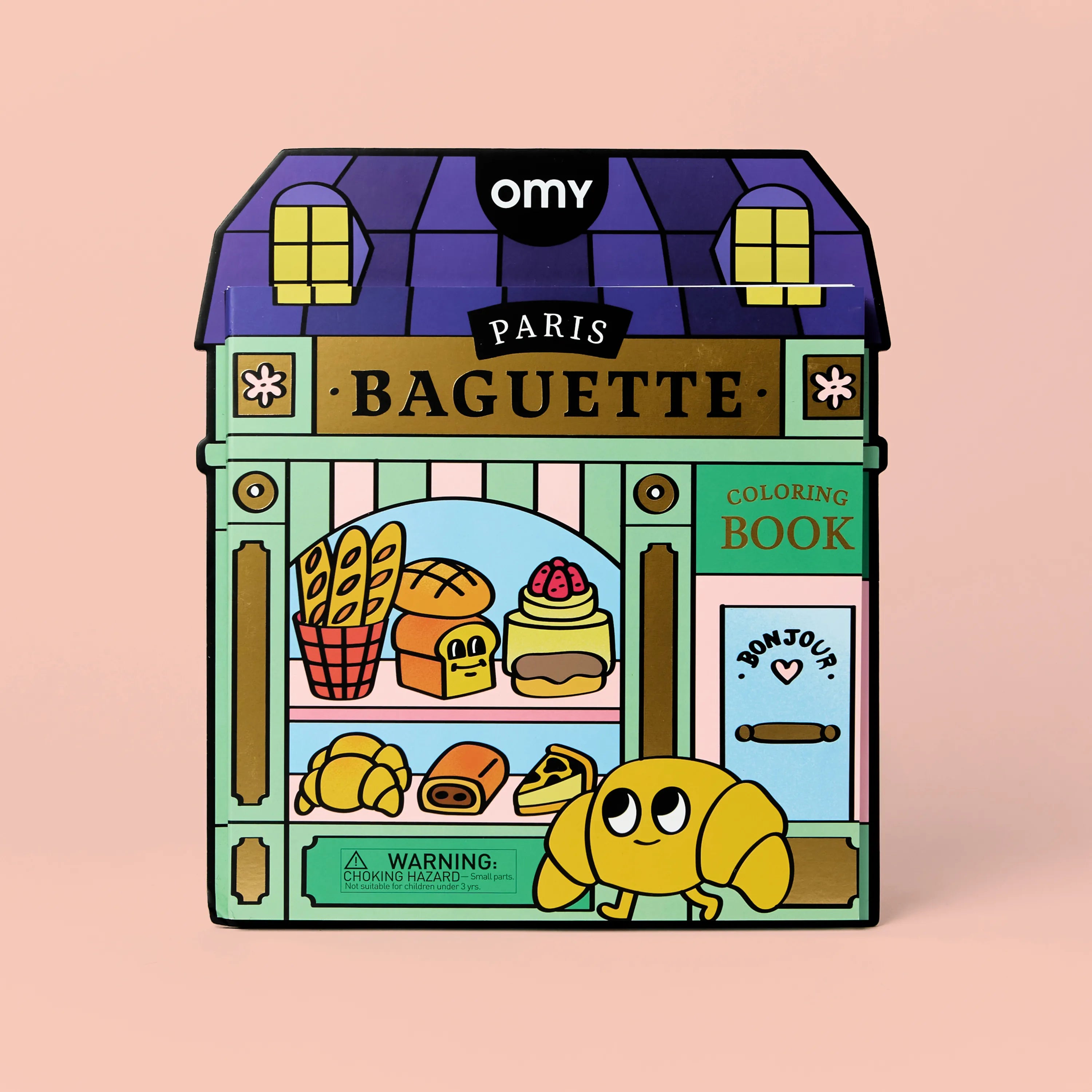 Boutique géante à colorier « Paris Baguette » OMY illustrée sur le thème d’une boulangerie parisienne.