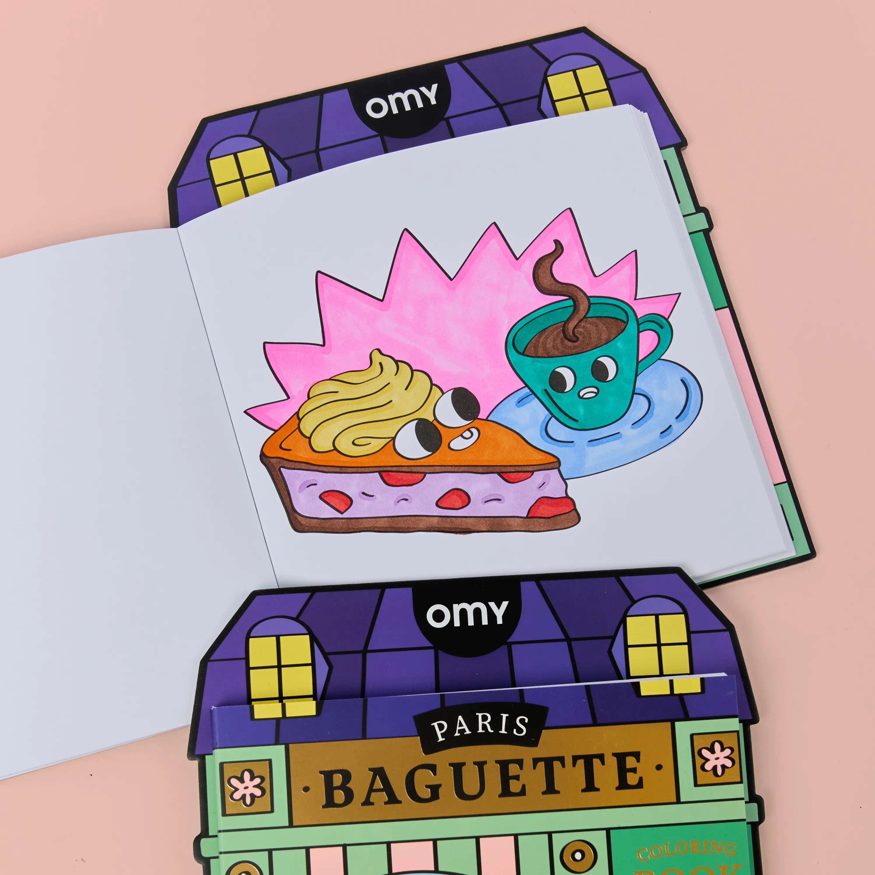 Enfant jouant avec la boutique géante à colorier « Paris Baguette » OMY.