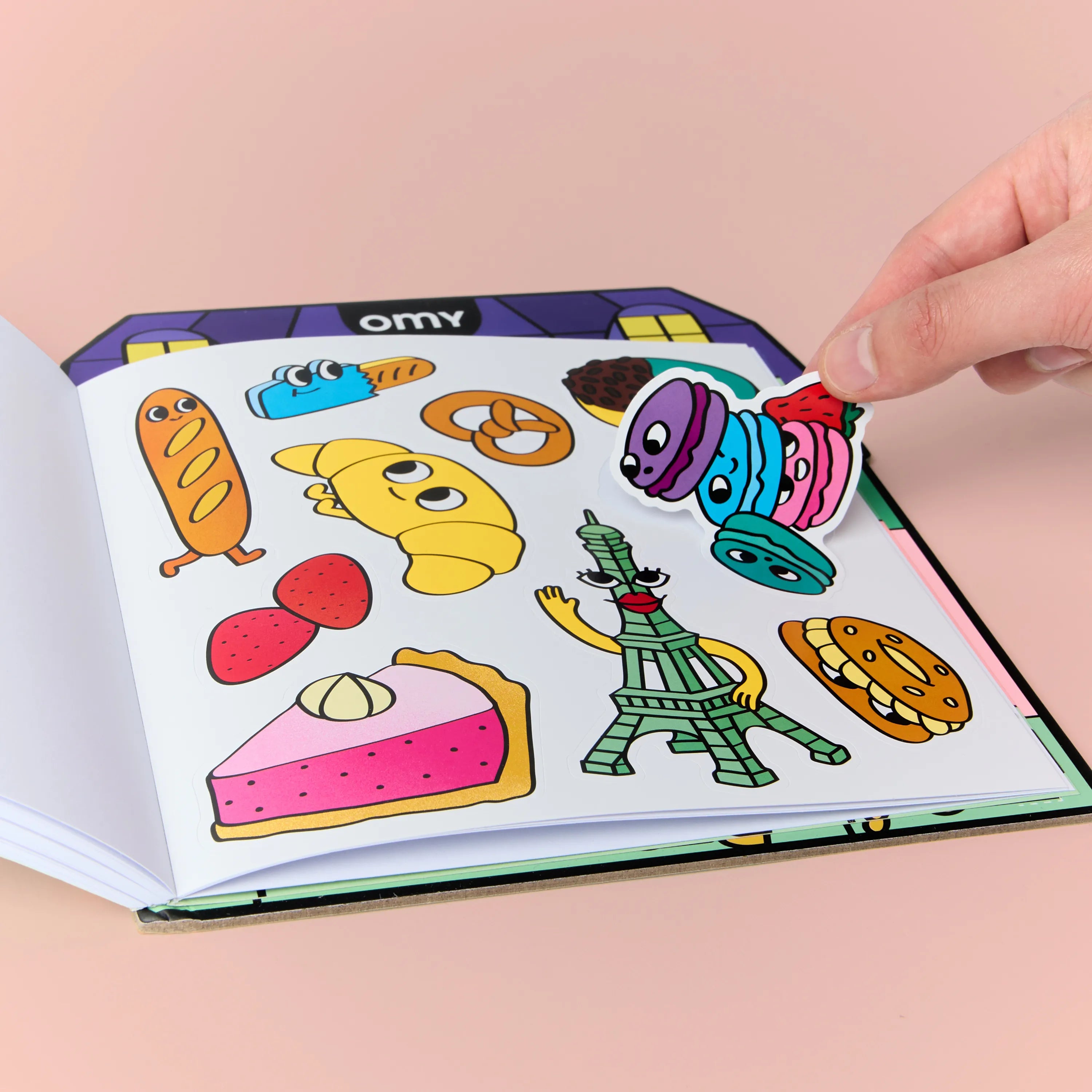 Planche de stickers illustrés incluse avec la boutique « Paris Baguette » OMY.
