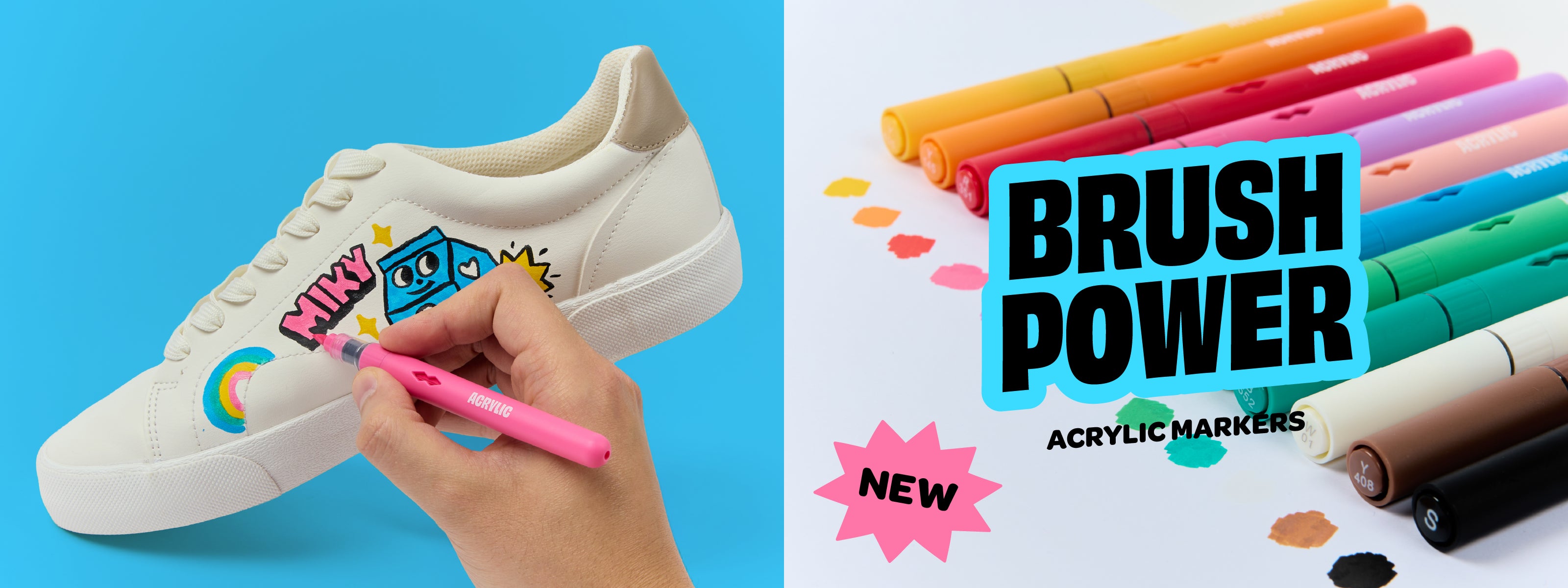 Customising a trainer with Brush Power markers.