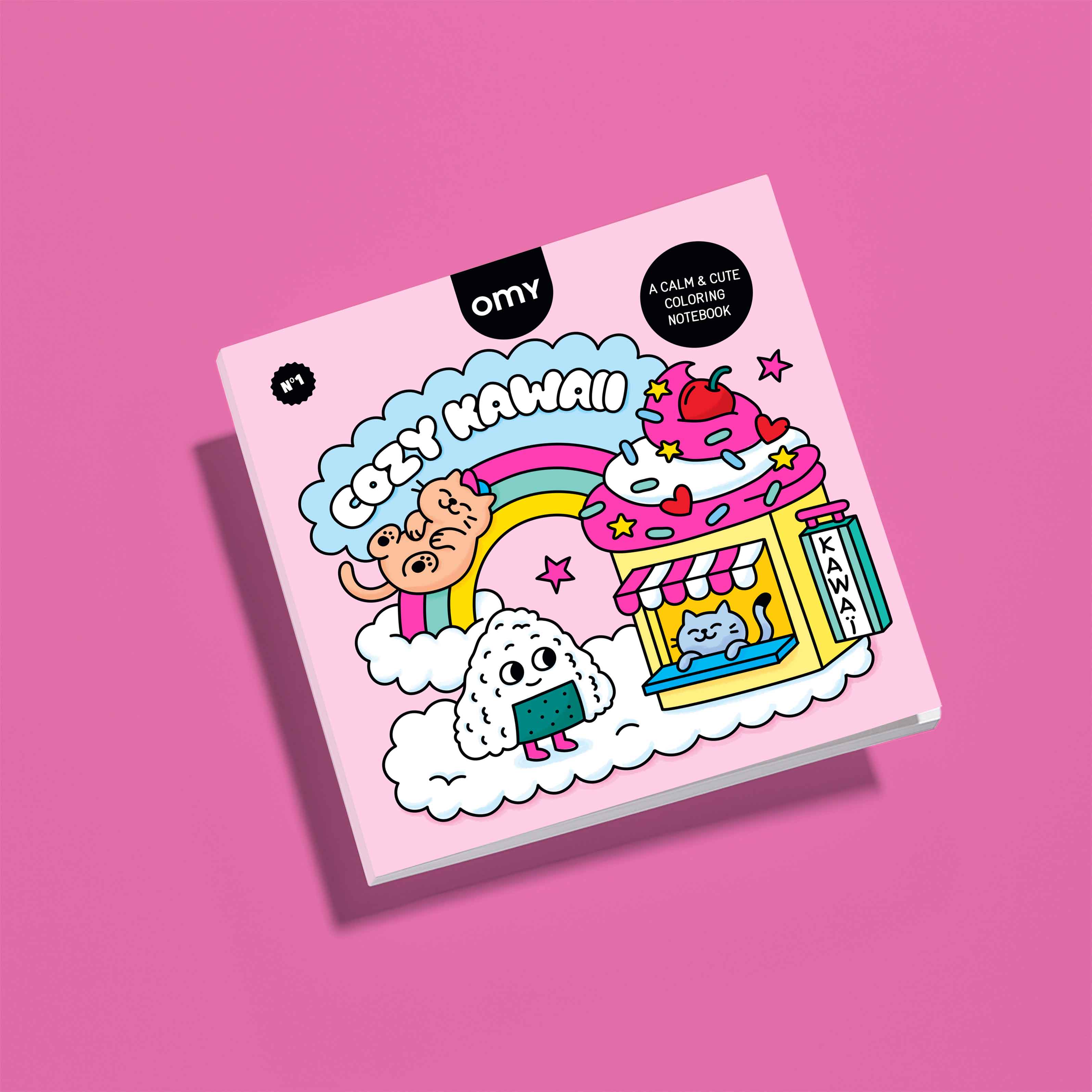 Libro para colorear Cozy Art Kawaii de OMY con personajes kawaii, arcoíris, pastelería y un mundo adorable para colorear - cuaderno de colorear relajante para niños y adultos