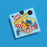 OMY Cozy Art Supermarket coloring book with a fun supermarket illustration, iconic characters and everyday objects to color