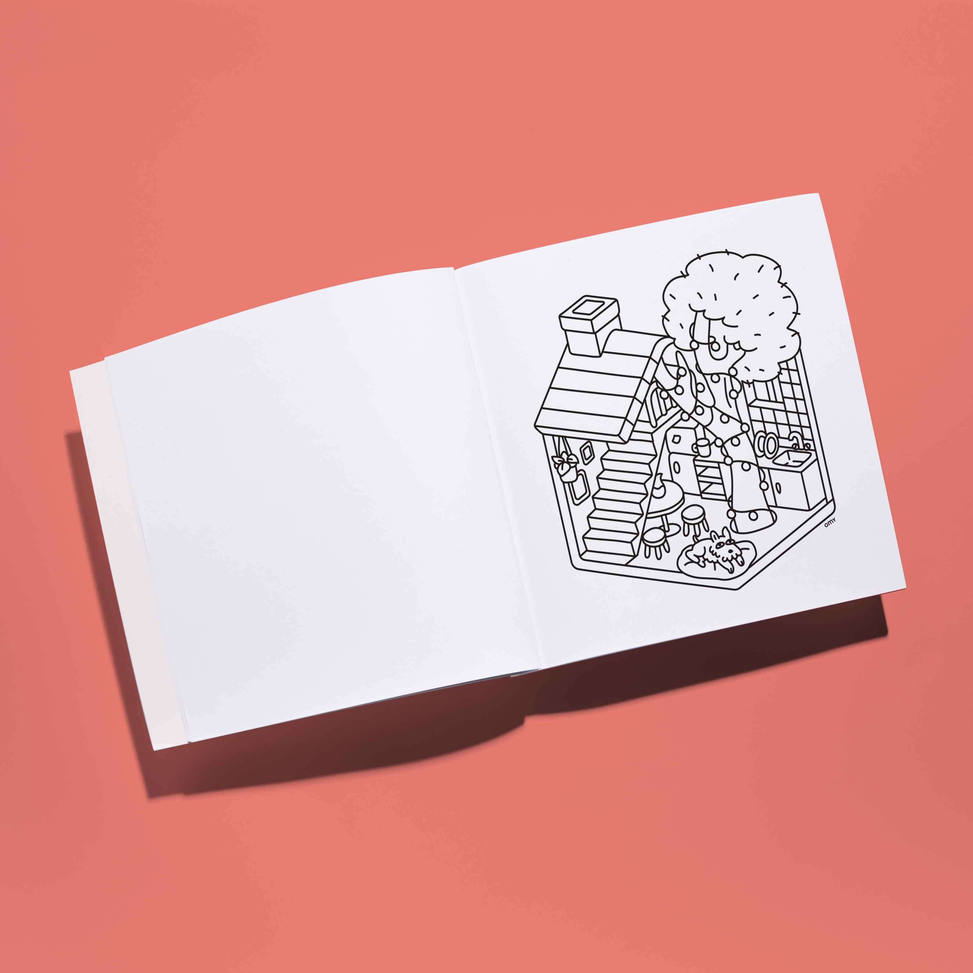 Cahier de coloriage Cozy Art Yummy ouvert – page à colorier avec illustration food