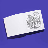 Cozy Art Tiny House coloring book open, cozy house illustration to color