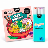 OMY Cozy Yummy Nr. 4 Malbuch und Box mit 9 Alkoholmarkern mit Doppelspitze Smooth Ink