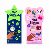 Sticker per unghie OMY: Nail Stickers Glow Party fosforescenti e Nail Stickers Friends animali, 200 sticker ciascuno