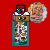 Fabulous Stickers Noël OMY avec exemple de personnalisation d’une coque de téléphone avec les stickers festifs.