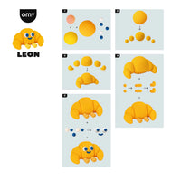 Tutorial illustrato passo dopo passo per creare il personaggio Léon con la pasta da modellare OMY Air Dry Clay