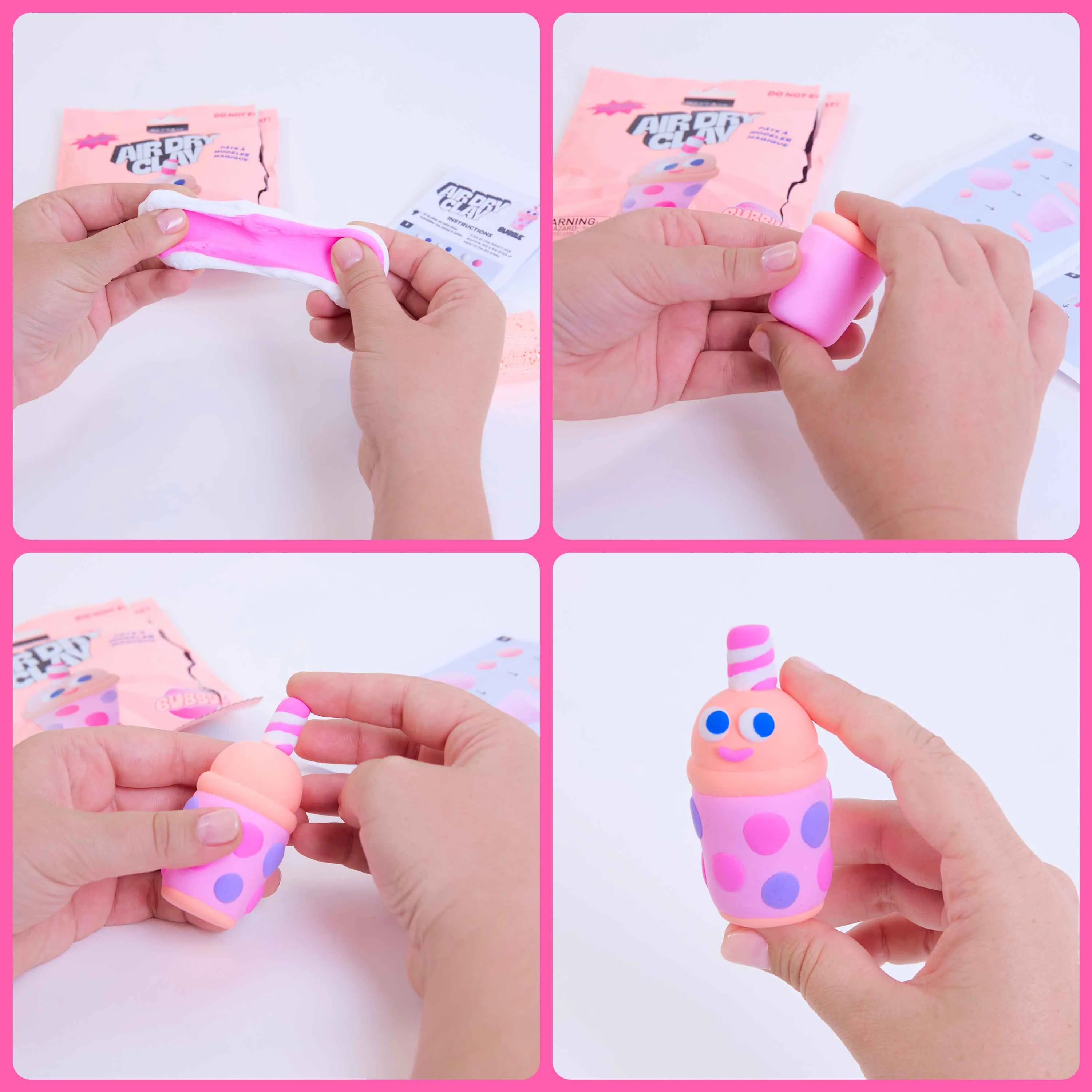 Étapes de création du personnage Bubble en pâte à modeler autodurcissante OMY Air Dry Clay