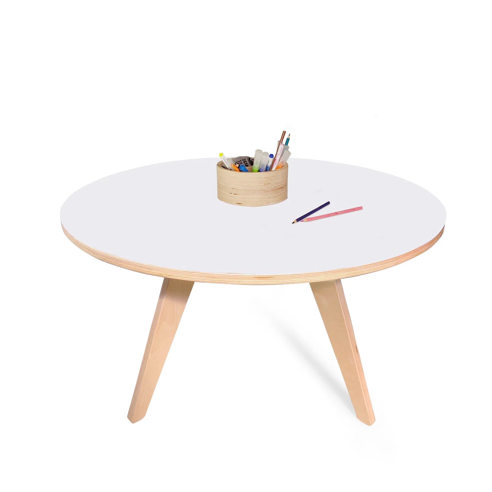 Tavolo da disegno in legno multifunzionale XXL D90 cm e 4 sgabelli  DRAWIN'KIDS X OMY
