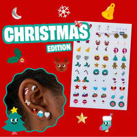 OMY Weihnachtsedition Sticker-Ohrschmuck mit 66 festlichen Stickern für einen originellen Festlook.
