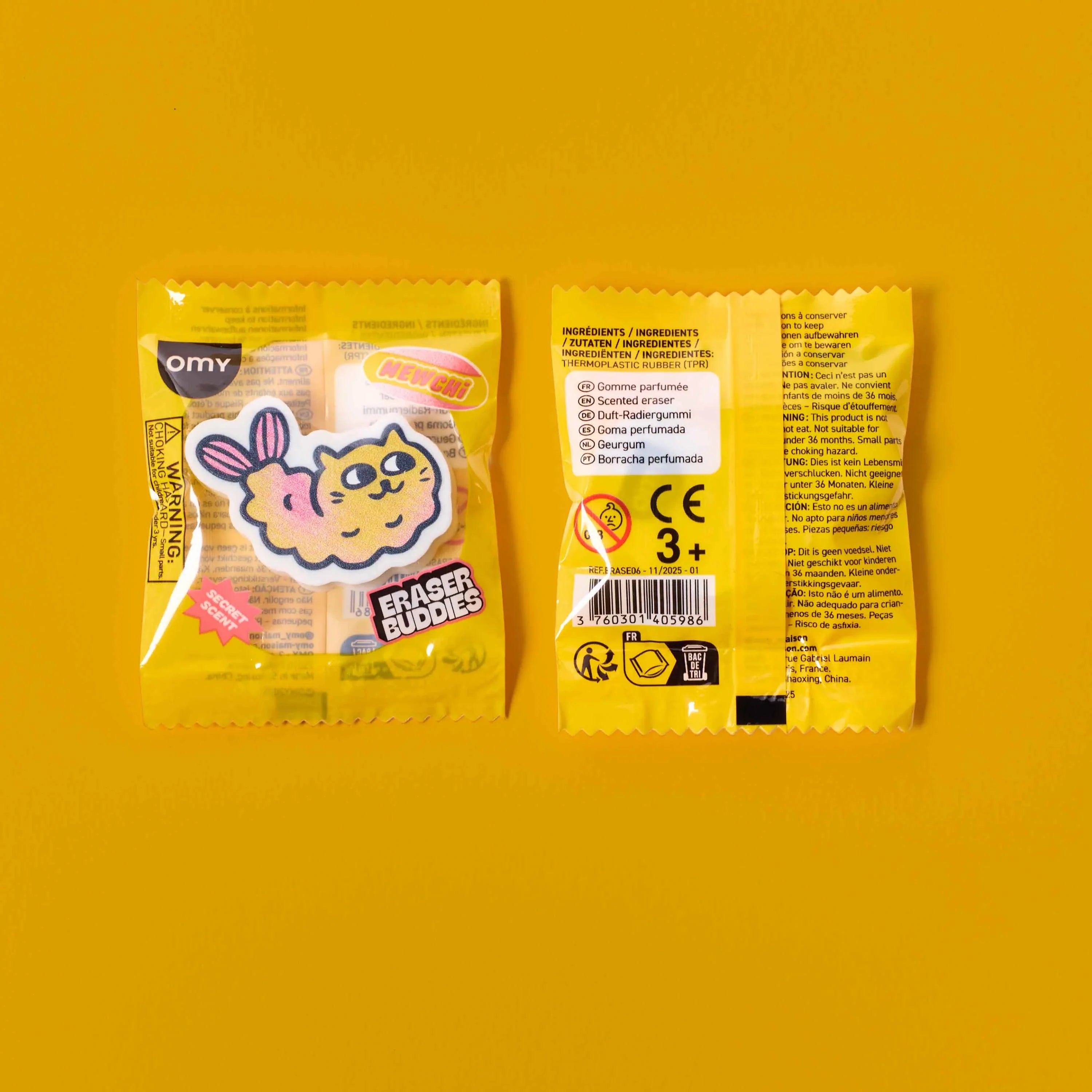 Gomma profumata gatto Mewchi OMY, confezione Eraser Buddies, prodotto per bambini