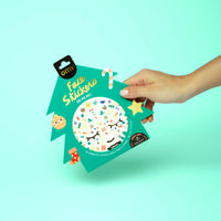 Packaging des face stickers OMY en forme de sapin, décorations pour enfants à coller sur le visage