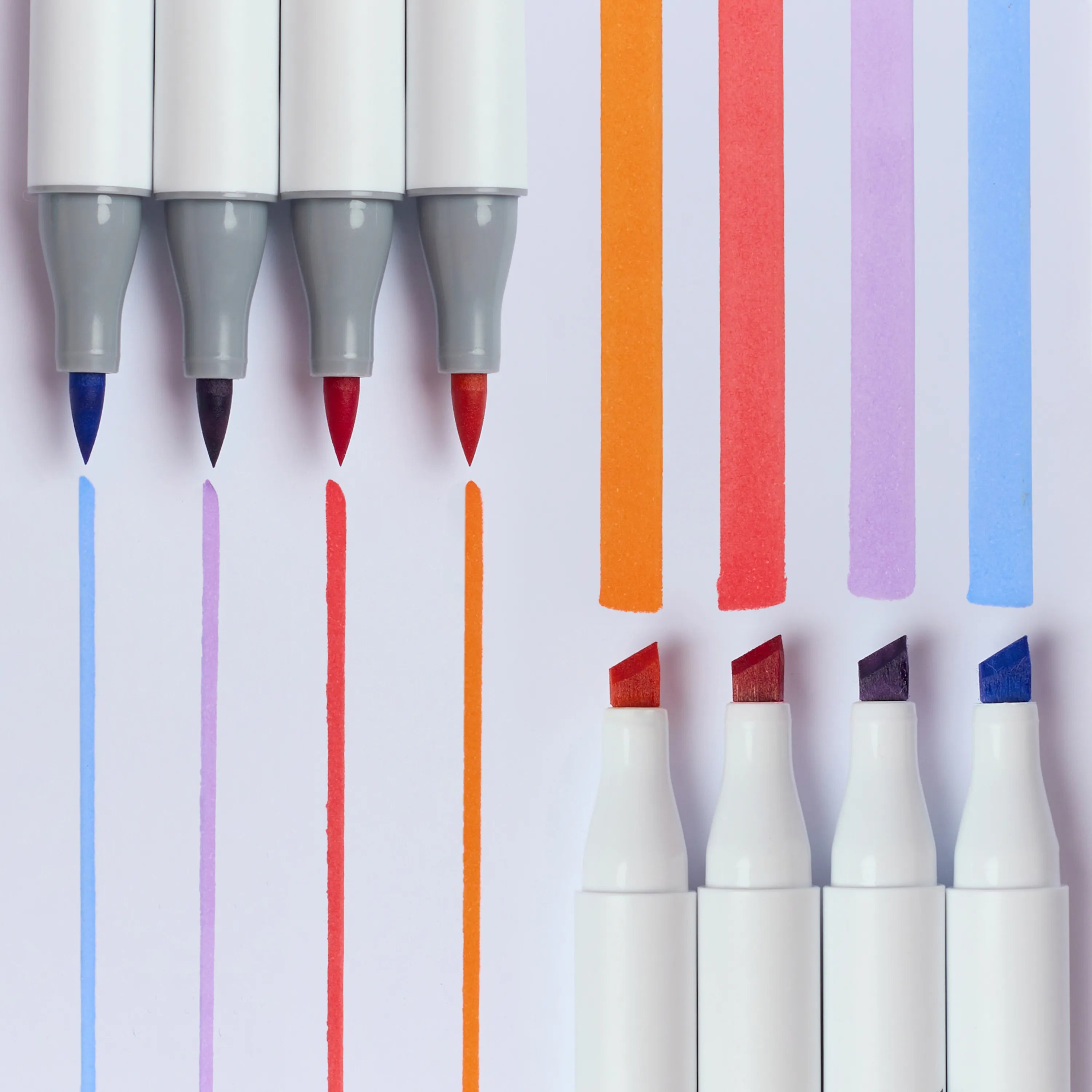 os plan sur les pointes et les couleurs des feutres OMY.