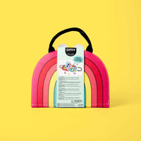 Back of the Montessori Shapes & Colors OMY educational kit, contents and product information