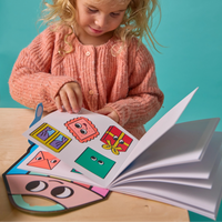 Child using the Montessori Stickers Book - Geometric Shapes to color and stick educational stickers