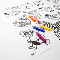 Close-up of the giant OMY coloring poster, thick lines perfect for young children's first art experiences