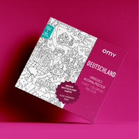 Poster gigante da colorare Germania OMY, copertina illustrata su sfondo rosa
