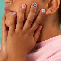 Child's hand with Lily unicorn nail stickers - fun nail stickers by OMY France
