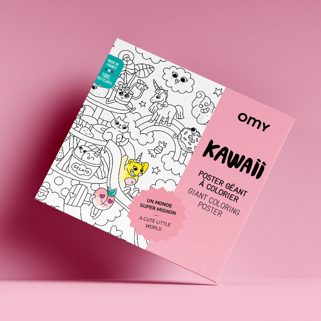  Boîte du poster géant à colorier Kawaii – Design OMY inspiré du Japon