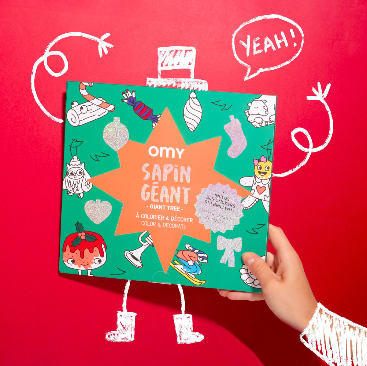 Box of the giant OMY Christmas Tree coloring poster – Creative and festive activity for kids