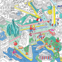 Poster géant Washington OMY colorié – monuments emblématiques et ville illustrée