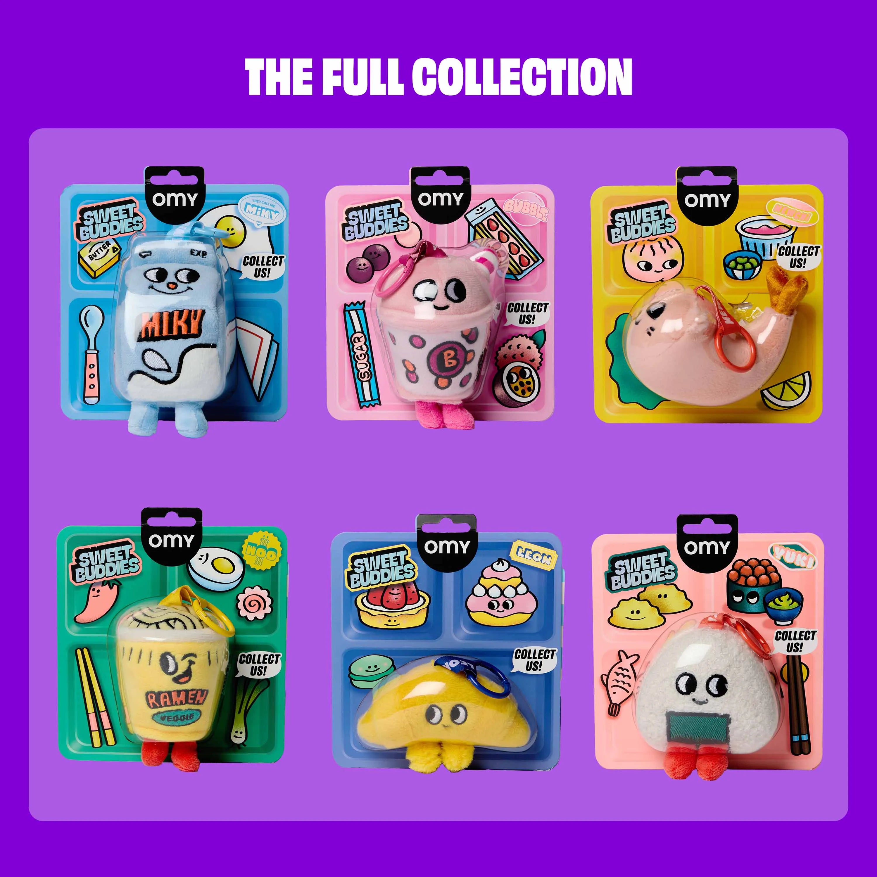 Komplette Sammlung der 6 Sweet Buddies Mini-Plüschtiere von OMY